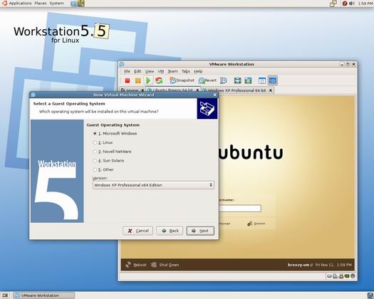 VMware Workstation 5.5 screenshot (resized)