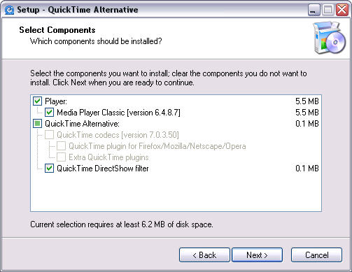 QuickTime Alternative 1.67 installatie screenshot