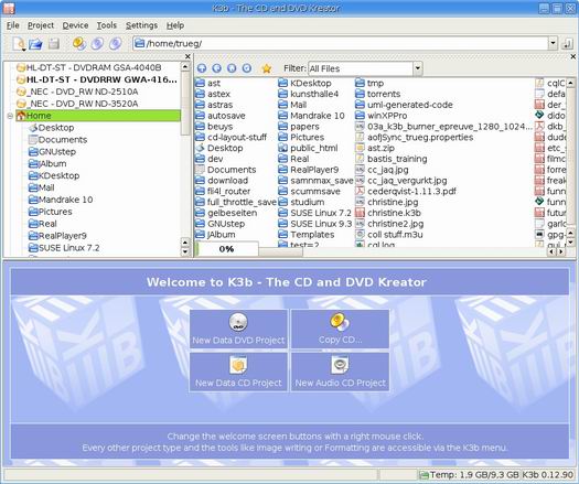 K3b welcome screen (resized)