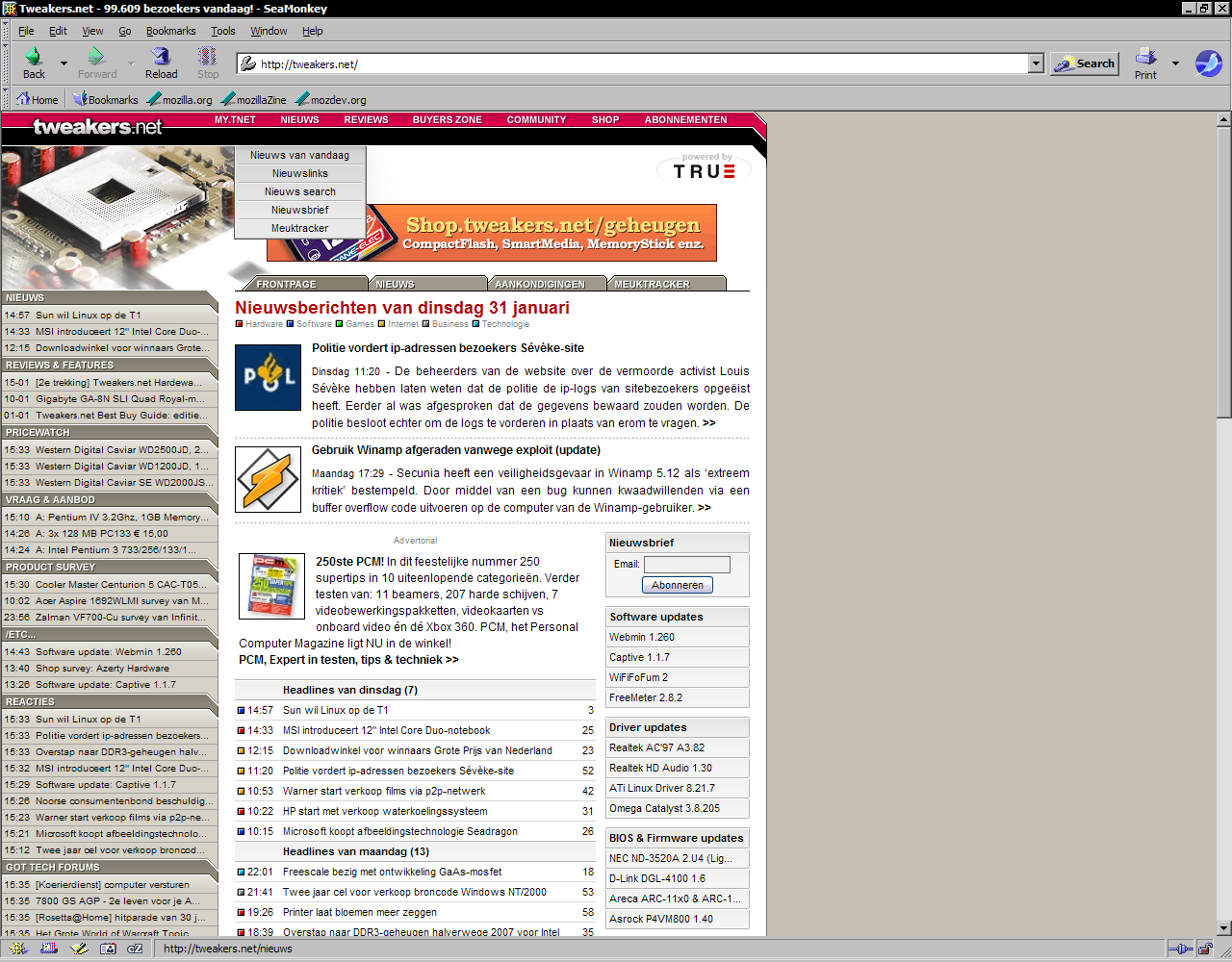 Mozilla SeaMonkey 1.0 final - Tweakers.net (groot)