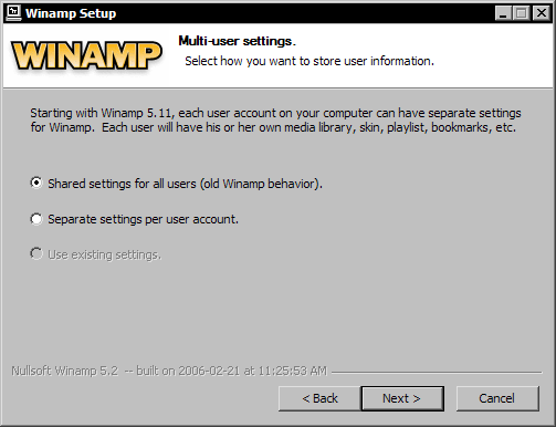 Winamp 5.2 final - install