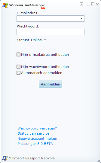 MSN Live Messenger 8.0.0566 beta - inloggen