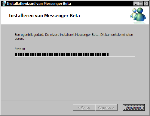 MSN Live Messenger 8.0.0566 beta - voortgang installatie