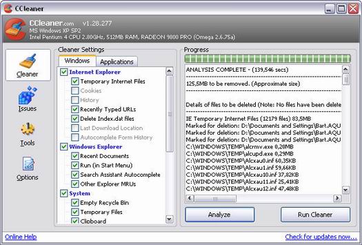 Crap Cleaner 1.28.277 screenshot (resized)