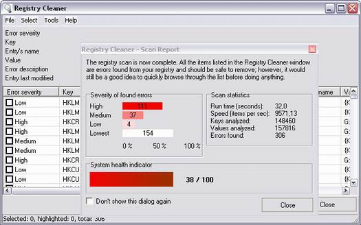 jv16 PowerTools 2006 - registry cleaner screenshot (resized)