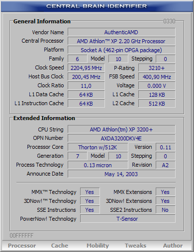 Central Brain Identifier 8.0.0.1 build 0330 R1