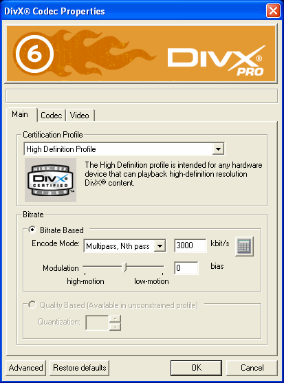 DivX 6.2 - Maintab codec