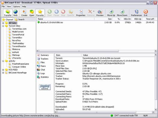 BitComet 0.64 screenshot (resized)