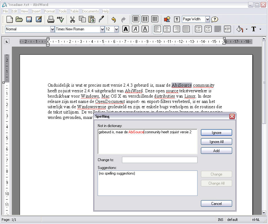 AbiWord 2.4.4 screenshot