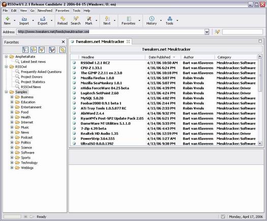 RSSOwl 1.2.1 RC2 screenshot (resized)