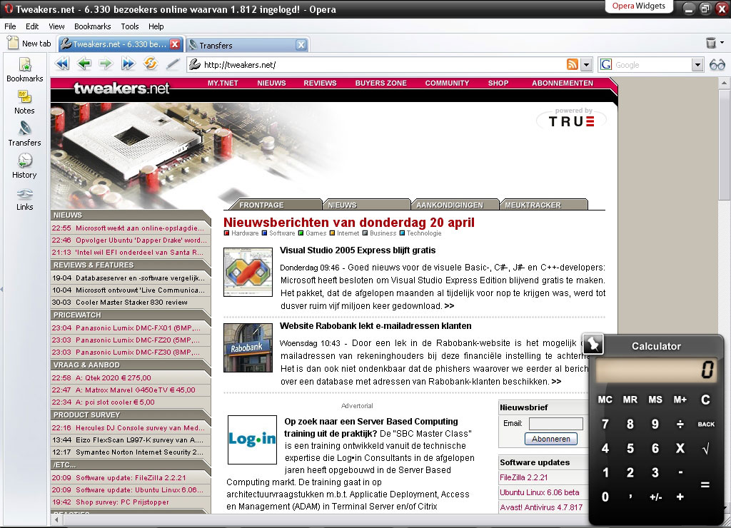 Opera 9.0 beta 1 screenshot