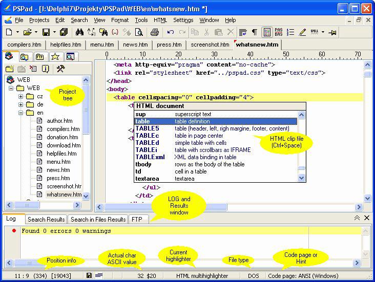 PSPad screenshot