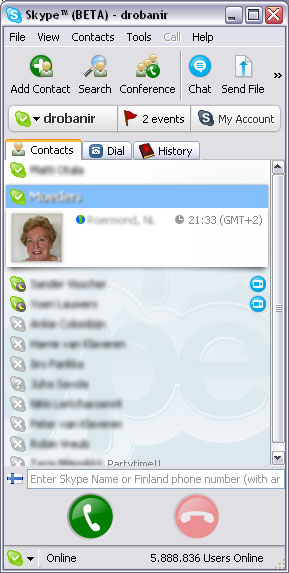 Skype for Windows 2.5.0.82 beta screenshot