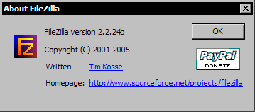 FileZilla 2.2.24b - about