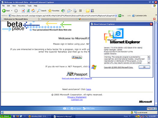 Internet Explorer 7.0 beta screenshot (resized)