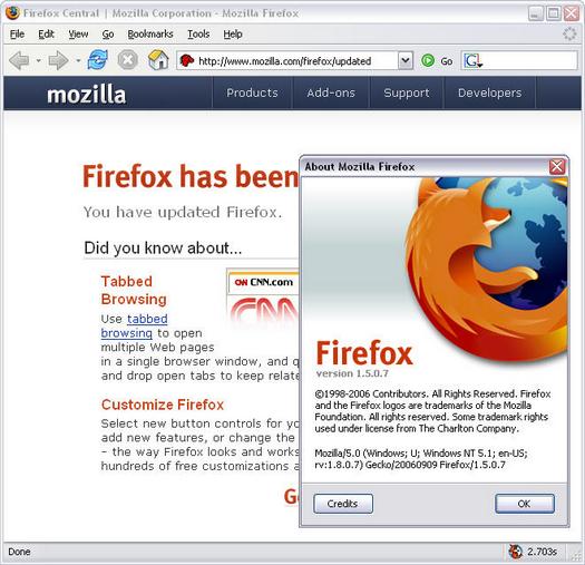 Mozilla Firefox 1.5.0.7 na update (resized)
