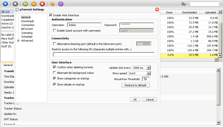 �Torrent WebUI screenshot