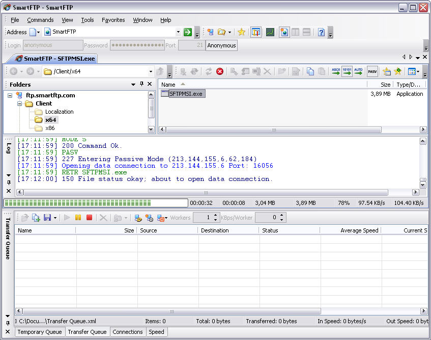 SmartFTP 2.0 build 999 screenshot