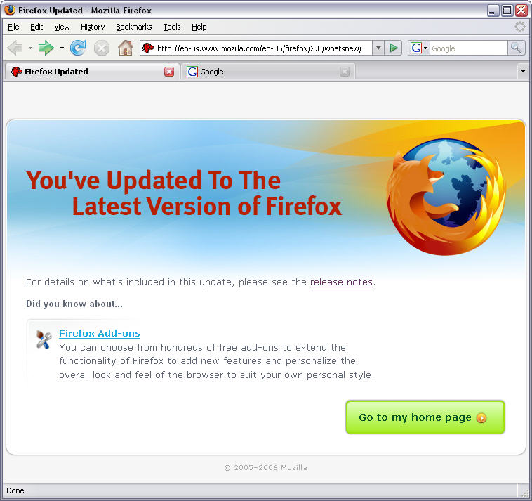 Mozilla Firefox 2.0 screenshot