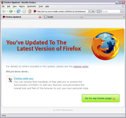 Mozilla Firefox 2.0 screenshot (resized)