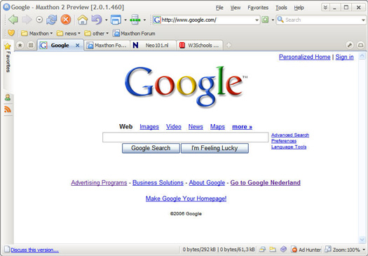 Maxthon 2.0.1 build 460 screenshot (resized)