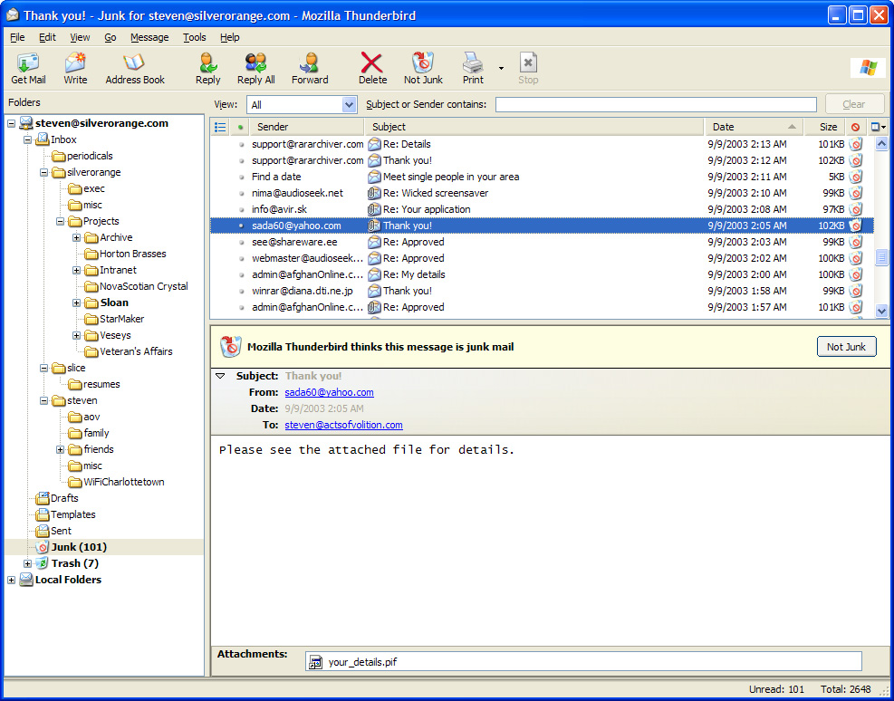 Mozilla Thunderbird screenshot