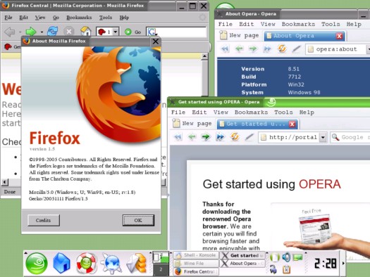 Wine screenshot met Firefox en Opera (resized)