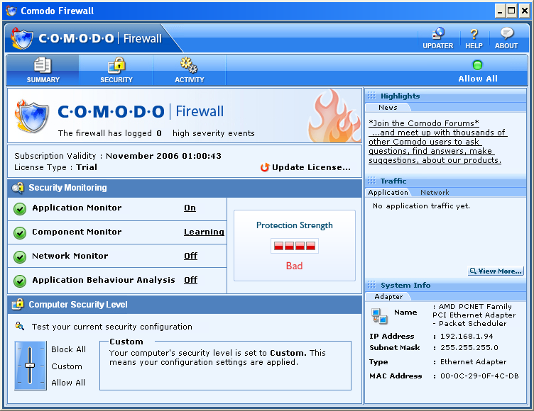 Comodo Firewall screenshot