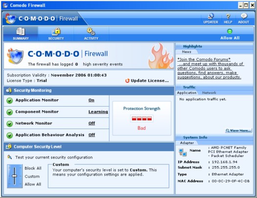Comodo Firewall screenshot (resized)