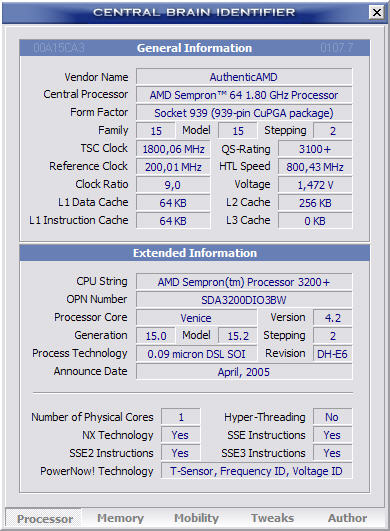 Central Brain Identifier 8.2.0.9 screenshot (vernieuwd uiterlijk)