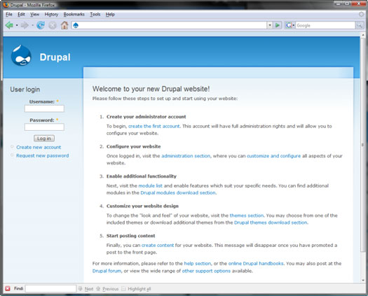 Drupal 5.0 screenshot (resized)