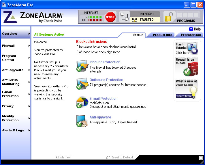 ZoneAlarm 7.0 screenshot