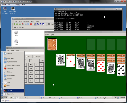 Microsoft Virtual PC 2007 - ReactOS onder Vista (klein)