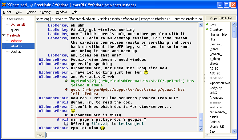 XChat 2.6.0 screenshot