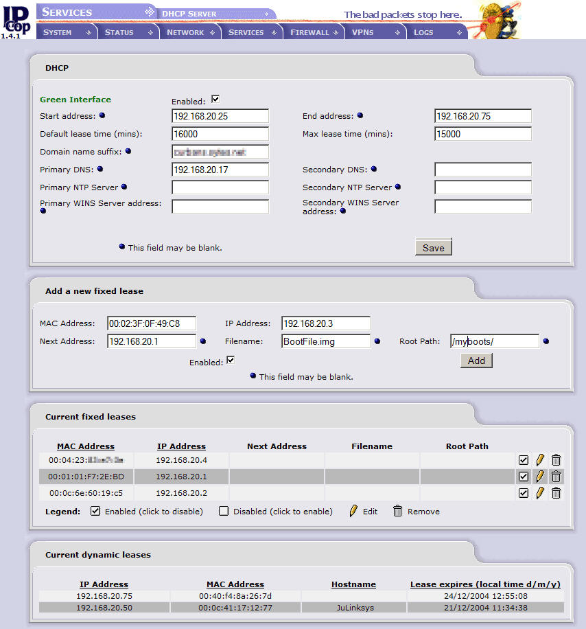 IPCop 1.4 screenshot