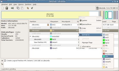 Gnome Partition Editor Live CD - hoofdscherm