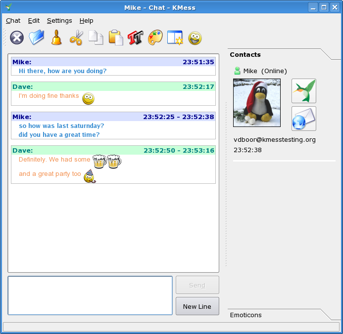KMess 1.5-pre - 'Colorful-Enclosed' chat style