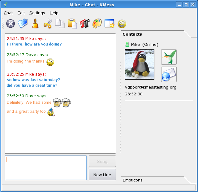 KMess 1.5-pre - default chat window