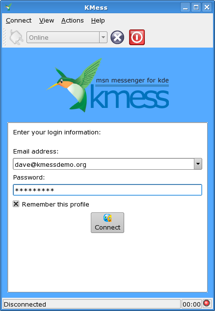 KMess 1.5-pre - login window