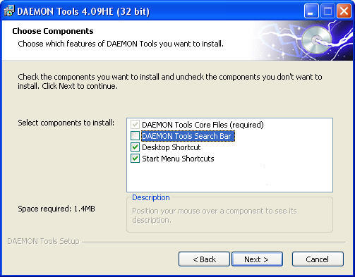 Daemon Tools 4.09 installatie screenshot