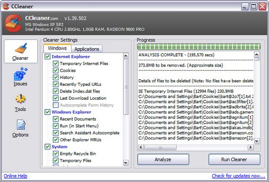 Crap Cleaner 1.39.502 screenshot (resized)
