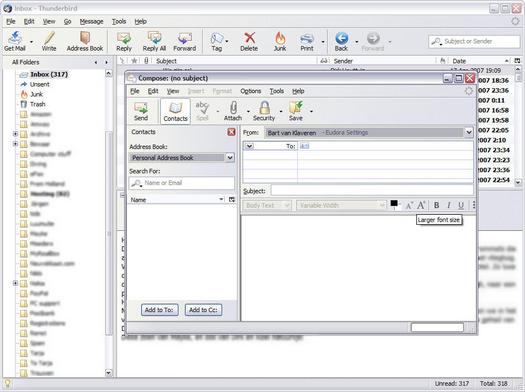 Mozilla Thunderbird 2.0.0.0 screenshot (resized)