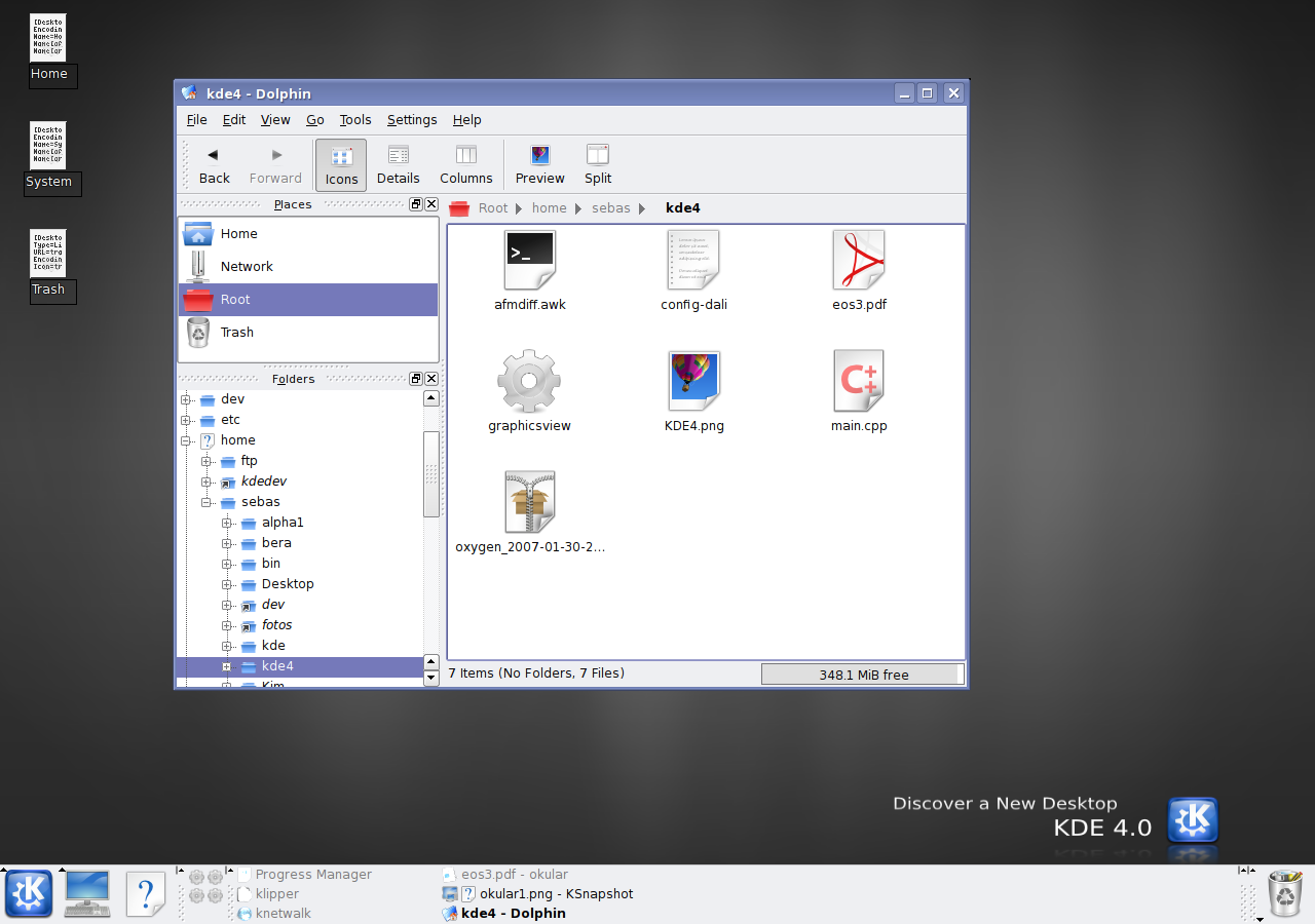 KDE 4.0 alpha 1 - desktop (groot)