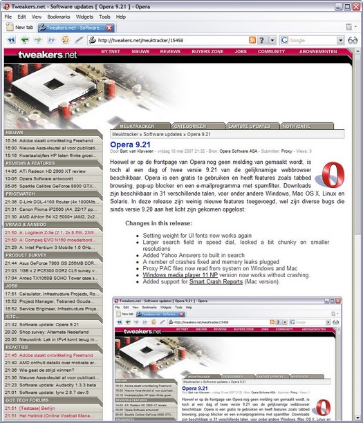 Opera 9.21 screenshot