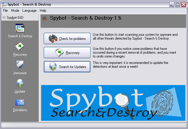 Spybot - Search & Destroy 1.5 screenshot