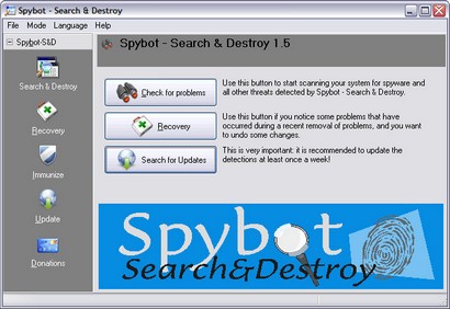 Spybot - Search & Destroy 1.5 screenshot (410 pix)