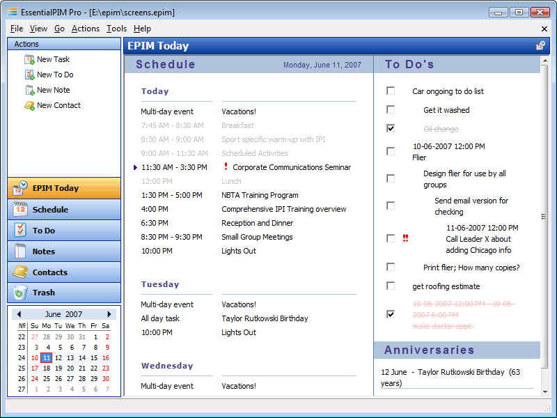 EssentialPIM 2.0 screenshot