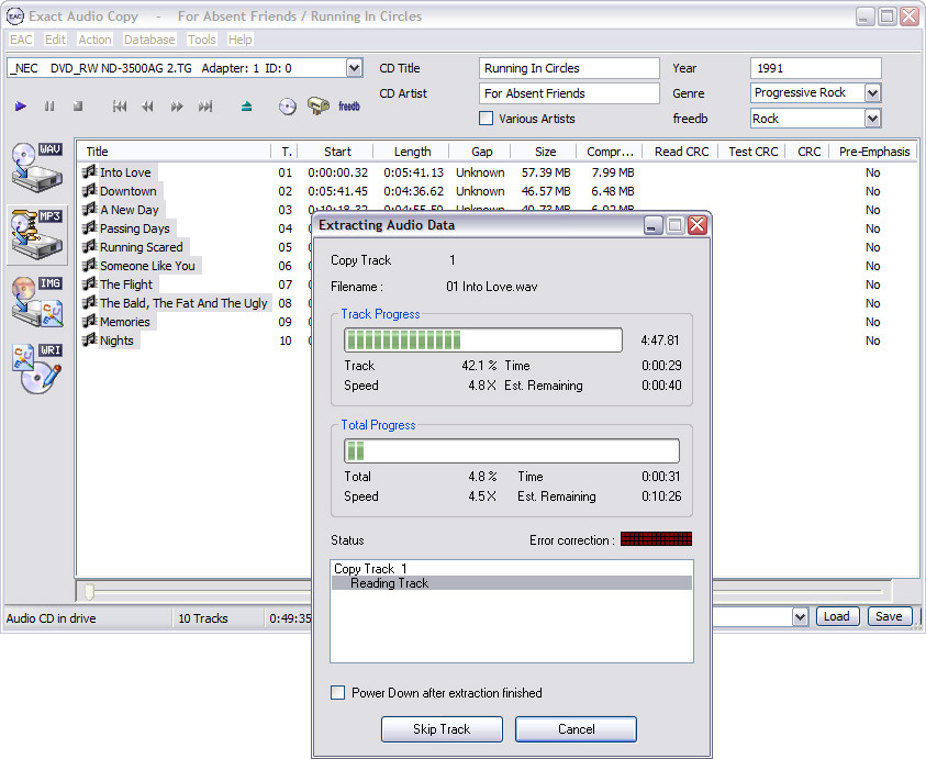 Exact Audio Copy 0.99 screenshot