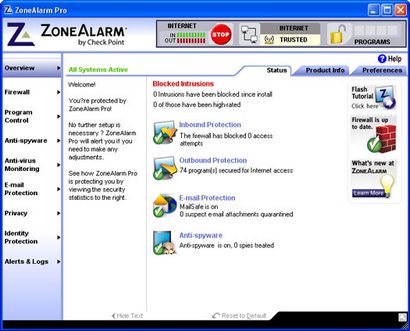 ZoneAlarm 7.0 screenshot (410 pix)