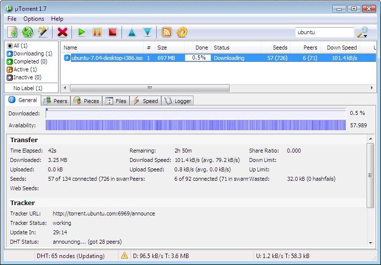 �Torrent 1.7 screenshot